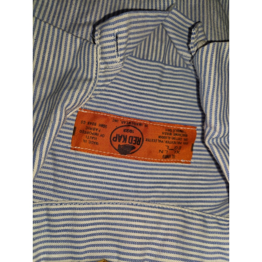 Red Kap Mens XL Long Sleeve Striped Work Shirt Blue White Button Down SL10WB - Picture 8 of 10